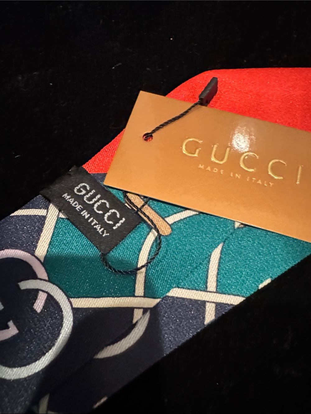 NEW GG 100% Silk Twillie Scarf Tie - Picture 3 of 7